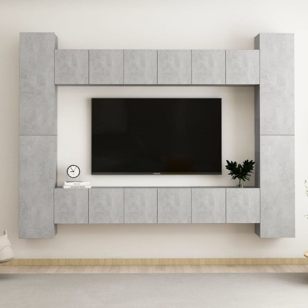 Vidaxl 10-dielna súprava TV skriniek betónovo-sivá drevotrieska